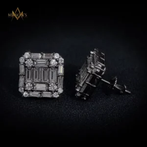 Aegis Stud Earrings - Black Gold