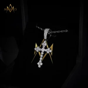 Chevron Cross Pendant - Black Gold